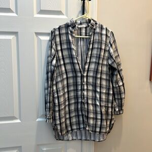 CP Shades for Free People Flannel Plaid Long Shirt/Tunic